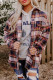 Blue Oversized Flap Pockets Plaid Shacket with Slits