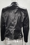 PU Leather Zipper Short Jacket