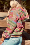 Multicolor Aztec Printed Kangaroo Pocket Zipped Hoodie