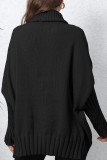 High Collar Heart Embroidery Pullover Sweater