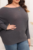 Plain One Shoulder Batwing Sleeves Sweater
