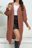 Heart Embroidery Open Pocket Knit Cardigan