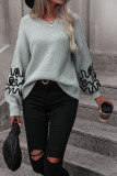 Abstract Patchwork Knitting Pullover Sweater