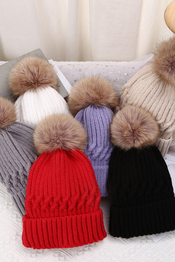 Fleece Cable Knitting Beanie