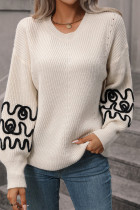 Abstract Patchwork Knitting Pullover Sweater
