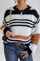 Multicolor Striped Knit Pullover Sweater