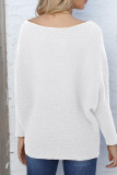 Plain Wide Shoulder Batwing Sleeves Knit Sweater