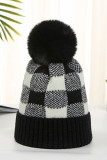 Fleece Plaid Beanie Cap