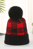 Fleece Plaid Beanie Cap