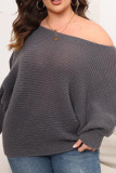 Plain One Shoulder Batwing Sleeves Sweater