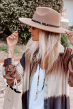 Multicolor Tie Dye Colorblock Button Down Maxi Kimono