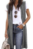 Plain Sleeveless Open Cardigan