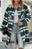Stripe Plaid Button Up Long Coat