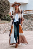 Multicolor Tie Dye Colorblock Button Down Maxi Kimono