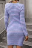 Striped Knit Bodycon Sweater Dress