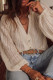 White Plus Size Lace Hollow Out V-Neck Button Up Shirt