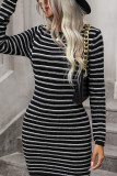 Striped Knit Bodycon Sweater Dress