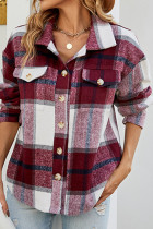 Button Up Pockets Plaid Shacket