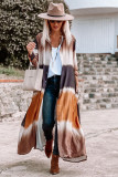 Multicolor Tie Dye Colorblock Button Down Maxi Kimono