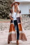 Multicolor Tie Dye Colorblock Button Down Maxi Kimono