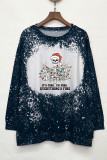 Christmas Skeleton Bleached Print Plus Size Top