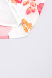 Red Smocked Tiered Floral Dress