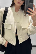Plain Button Up Pocket Jacket