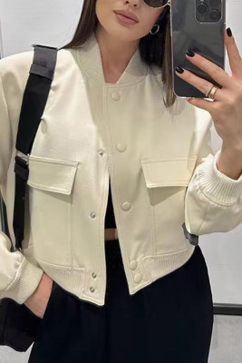 Plain Button Up Pocket Jacket
