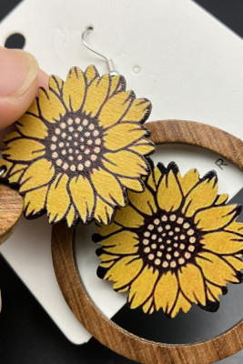 Sunflower Wood Earrings