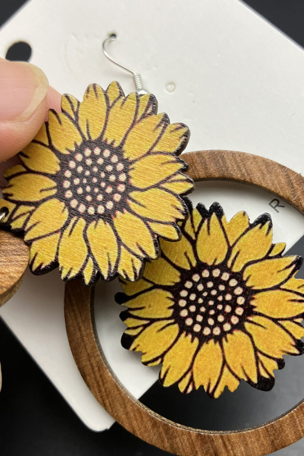 Sunflower Wood Earrings
