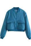 Plain Button Up Pocket Jacket