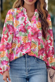 V Neck Floral Print Blouse Shirt