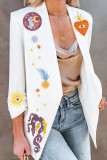 White Printing Blazer Coat