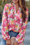 V Neck Floral Print Blouse Shirt