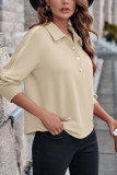 Plain Button Down Turn Down Collar Sweatshirt