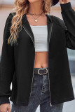 Plain Knitting Zipper Hooded Coat