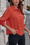 Plain Button Down Turn Down Collar Sweatshirt