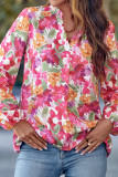 V Neck Floral Print Blouse Shirt