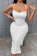 White Texture Halter Strappy Bodycon Dress