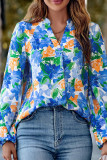 V Neck Floral Print Blouse Shirt