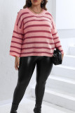 Striped Knit Plus Size Sweater