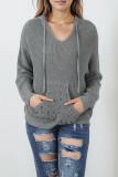 Gray Rivet Kangaroo Pocket Hooded Sweater