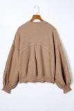 Apricot Raw Edge Patch Pocket Exposed Seam Loose Sweater