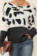 Leopard Splicing Drop Shoulder Knitting Sweater