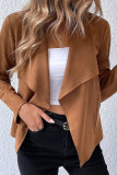 Plain Suede Lapelle Collar Open Bazer Jacket