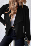 Plain Suede Lapelle Collar Open Bazer Jacket