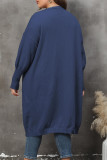 Plain Pocket Open Knit Plus Size Sweater Cardigan