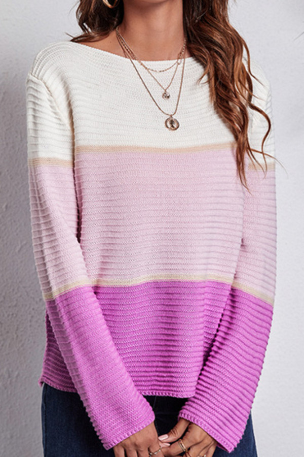Colorblock Knitting Pullover Sweater