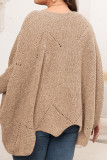 Plain Batwing Sleeves Plus Size Knit Sweater