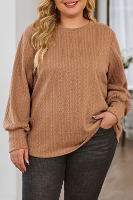 Khaki Subtle Cable Knit Plus Size Jumper